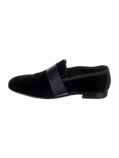 Pre-owned Magnanni Velvet Loafers In Black