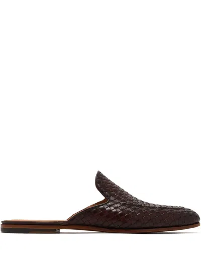 Magnanni Woven Leather Slippers In Brown
