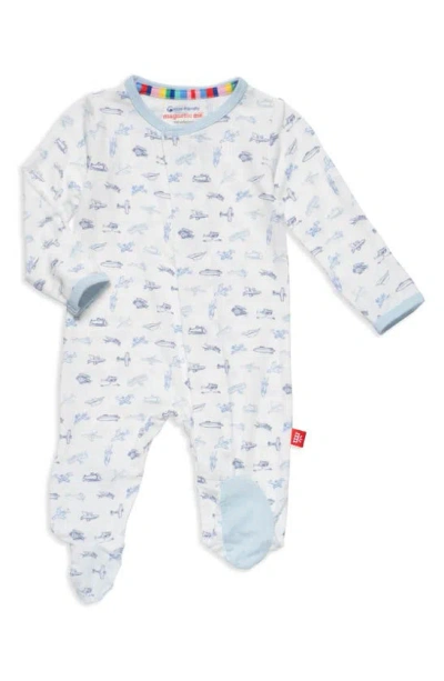 Magnetic Me Babies' Airplanes Footie In Blue