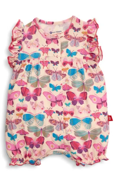 Magnetic Me Babies'  All A-flutter Butterfly Print Bubble Romper In Pink