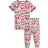 Magnetic Me All A-flutter Butterfly Print Fitted Two-piece Pajamas In Pink