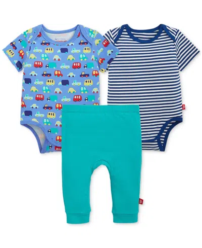 Magnetic Me Baby Boys' Short-sleeve Bodysuit And Pants, 3-piece Set In Blue