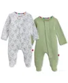 Magnetic Me Baby Cotton Footed Coveralls, 2 Pack In Green
