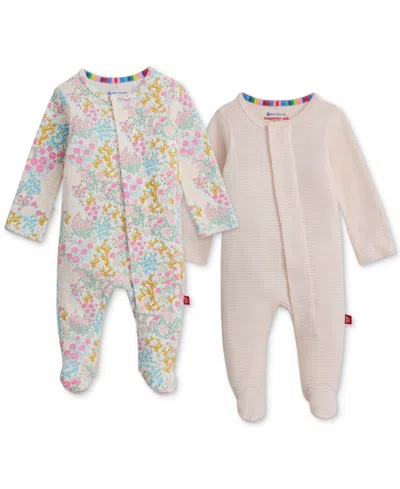 Magnetic Me Baby Cotton Footed Coveralls, 2 Pack In Neutral