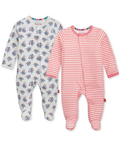 Magnetic Me Baby Girls' Long-sleeve Striped-print Coverall, 2- Pack In Multi