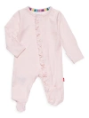 Magnetic Me Baby's Pin Dot Ruffle-trimmed Footie In Pink