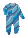 Magnetic Me Baby's Striped Magnetic Footie In Blue