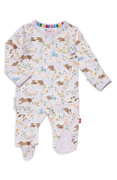 Magnetic Me Babies'  Best Fur End Ruffle Butt Footie In Purple Multi