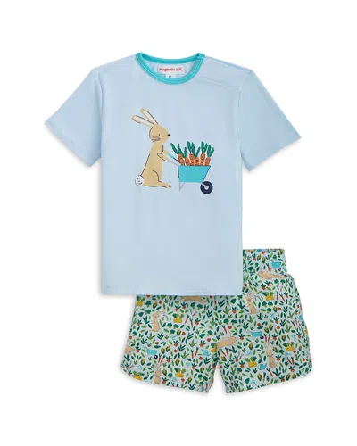 Magnetic Me Boys' Bunny Garden Magnetic Top & Shorts Set - Little Kid In Blue