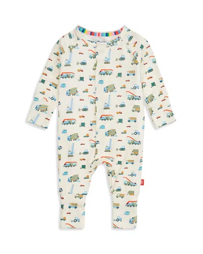 Magnetic Me Boys' Truck Print Convertible Coverall - Baby In White