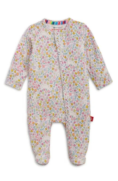 Magnetic Me Babies'  Bunny Blossom Magnetic Convertible Footie In Multi