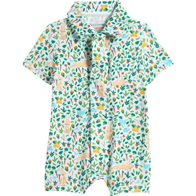 Magnetic Me Babies'  Bunny Garden Magnetic Polo Romper In Multi
