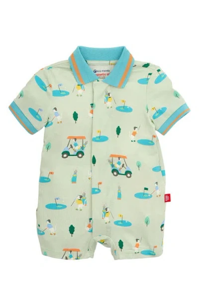 Magnetic Me Babies'  Fairway Fetch Romper In Green
