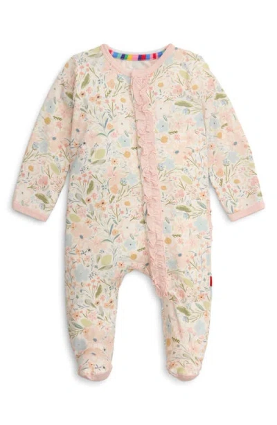 Magnetic Me Babies'  Floral Magnetic Footie In Pink