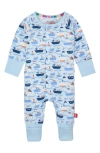 Magnetic Me Forever & All Waves Ship Print Magnetic Convertible Romper In Blue