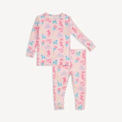 Magnetic Me Kids' Girl's Long Sleeve Pajamas In Pink Party Animals