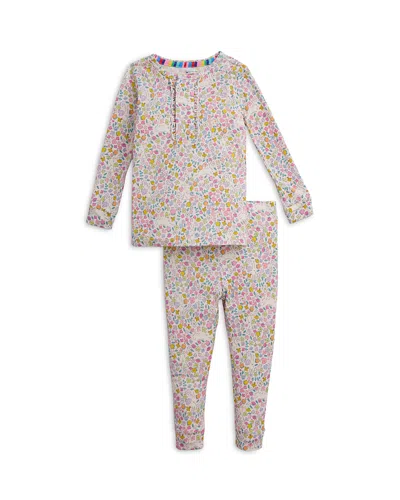 Magnetic Me Girls' Bunny Blossom Magnetic Ruffled Long Sleeved Pajama Set - Little Kid, Big Kid In Multi