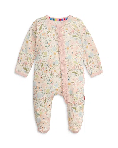 Magnetic Me Girls' Charlotte Printed Ruffled Footie One Piece - Baby