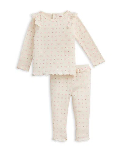 Magnetic Me Girls' Heart & Bow Pointelle Pajama Set - Baby, Little Kid, Big Kid In Neutral