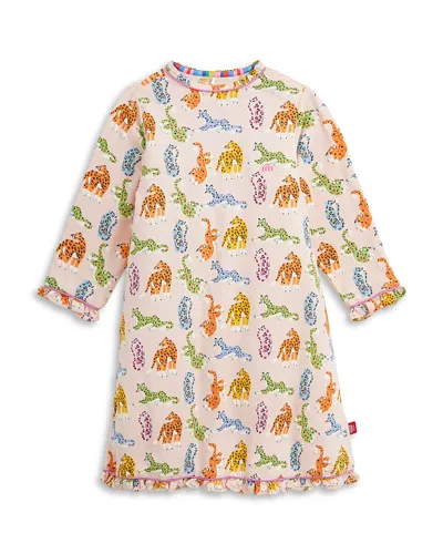 Magnetic Me Girls' Leopard Queens Rightfit Long Sleeved Nightgown - Little Kid In Multi