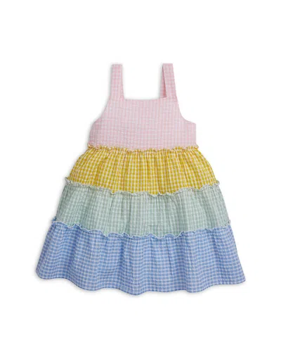 Magnetic Me Girls' Multi Gingham Woven Tiered Magnetic Dress - Little Kid In Pink