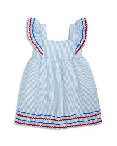 Magnetic Me Girls' Seersucker Striped Flutter Sleeve Magnetic Dress - Little Kid, Big Kid In Multi