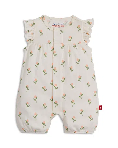 Magnetic Me Girls' Sleeveless Floral Romper - Baby In White