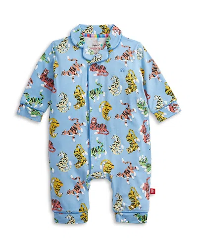 Magnetic Me Girls' Tiger Kings Printed Pajama Romper - Baby In Blue