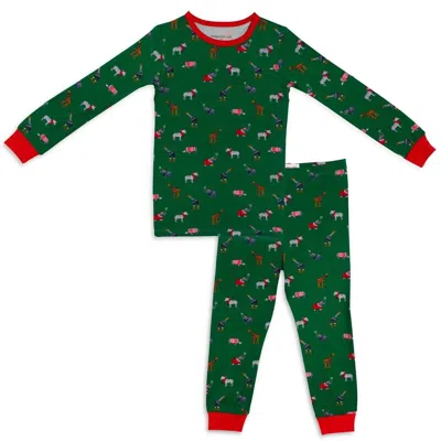 Magnetic Me Kid's Jungle Bells 2 Piece Toddler Pajama Set In Green