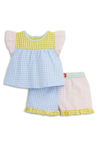 Magnetic Me Babies'  Kids' Colorblock Gingham Cotton Seersucker Top & Shorts Set In Multi