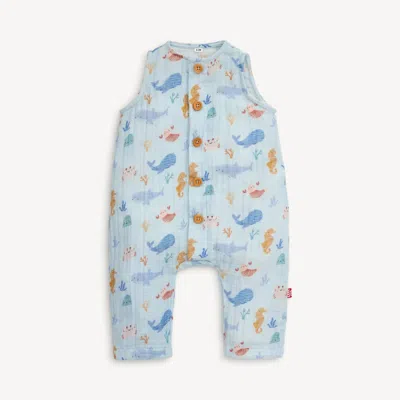 Magnetic Me Kids' Cotton Sleeveless Coverall In Deep Sea Jubilee In Blue