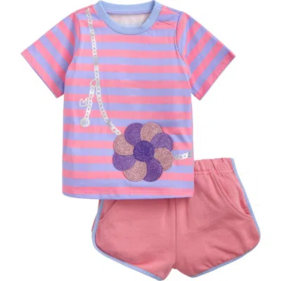 Magnetic Me Babies'  Kids' Fidget Stripe T-shirt & Shorts Set In Purple
