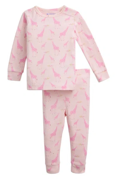 Magnetic Me Babies'  Kids' Jolie Giraffe Two-piece Fitted Pajamas In Pink