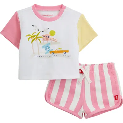 Magnetic Me Babies'  Kids' Santa Monica Colorblock T-shirt & Stripe Shorts Set In Multi