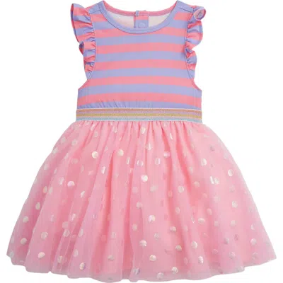 Magnetic Me Babies'  Kids' Shell Pink Stripe Flutter Sleeve Dress