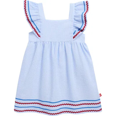 Magnetic Me Babies'  Kids' Stripe Flutter Sleeve Seersucker Dress In Blue