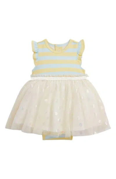 Magnetic Me Babies'  Lemon Cream Strap Flutter Sleeve Dress In Multi