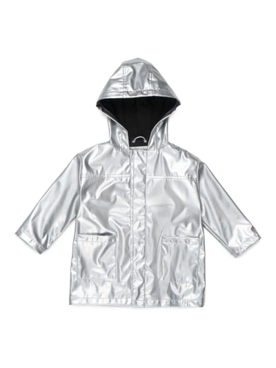 Magnetic Me Little Kid's & Kid's Metallic Magnetic Raincoat In Silver