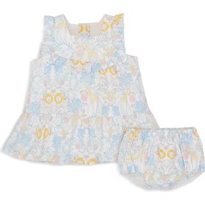 Magnetic Me Babies'  Nikki Menagerie Cotton Sundress & Bloomers Set In Blue