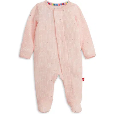 Magnetic Me Babies'  Pink Polaris Waffle Knit Magnetic Closure Footie