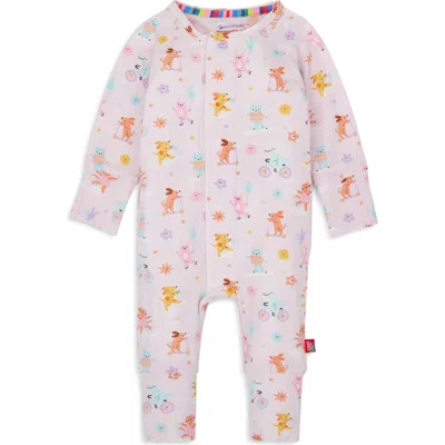 Magnetic Me Babies'  Playground Pals Print Magnetic Convertible Romper In Pink