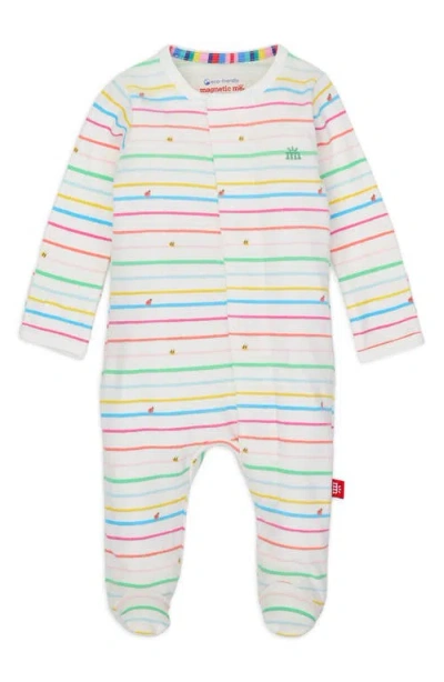 Magnetic Me Babies'  Rainbow Road Stripe Organic Cotton Footie