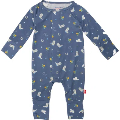 Magnetic Me Babies'  Rodeo Drive Magnetic Convertible Romper In Blue