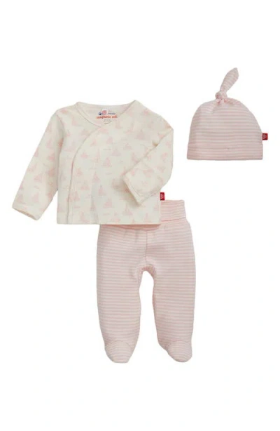Magnetic Me Babies'  Tiny Tides Organic Cotton Top, Footed Pants & Hat Set In White
