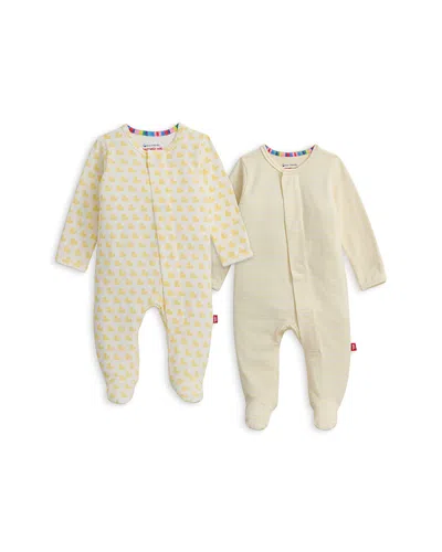 Magnetic Me Unisex Cotton Footie Two-pack Bundle - Baby In White