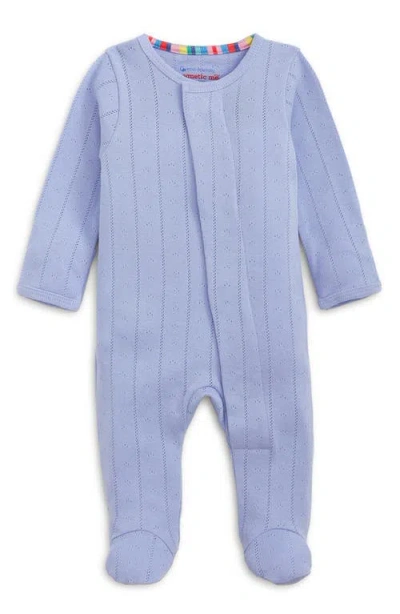 Magnetic Me Babies'  Wisteria Pointelle Magnetic Organic Cotton Footie In Blue