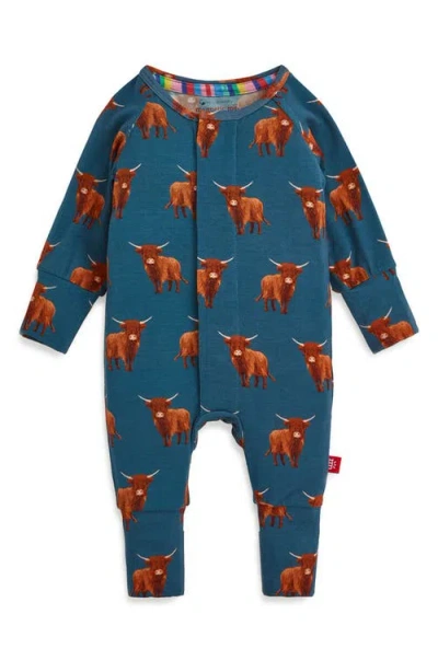 Magnetic Me Babies'  Word To Your Herd Convertible Romper In Blue