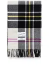 Magniberg Black Tartan Wool Blanket In White