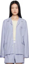 Magniberg Blue Sugar Pyjama Shirt In Fine Blue Stripe
