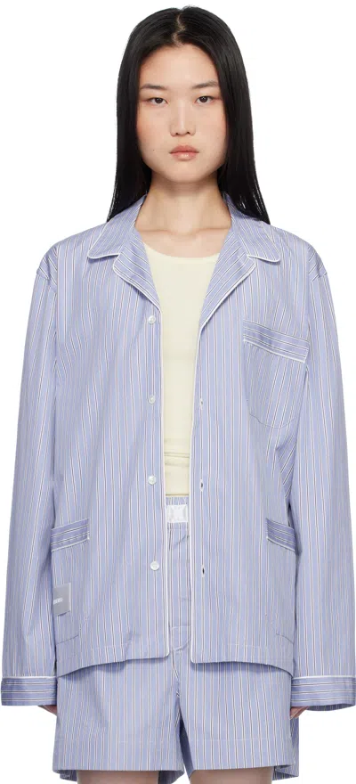 Magniberg Blue Sugar Pyjama Shirt In Fine Blue Stripe